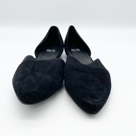 Eileen Fisher Women's Black D'Orsay Flats Suede Mesh Pointed Toe Black Size 10 - Picture 2 of 9